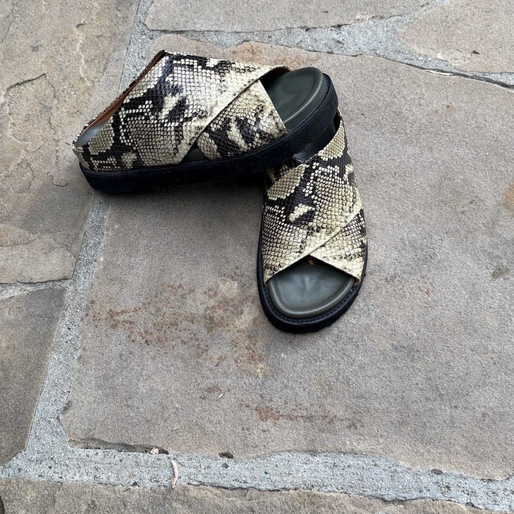 Ganni Green and Black Sandals